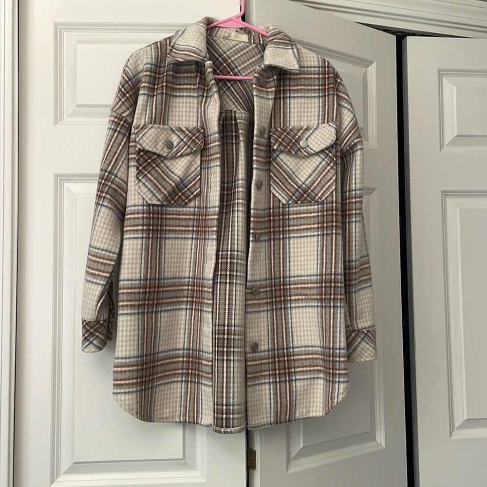 Tan flannel shacket